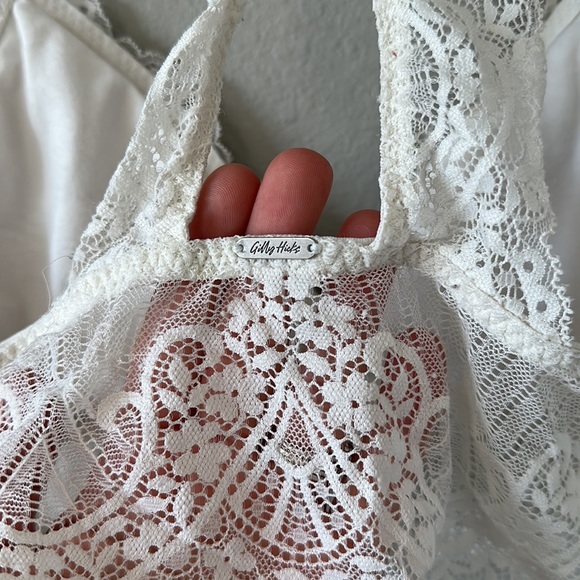 Gilly Hicks Cream Lace Racerback Bralette Lightly Padded Medium - Picture 9 of 14